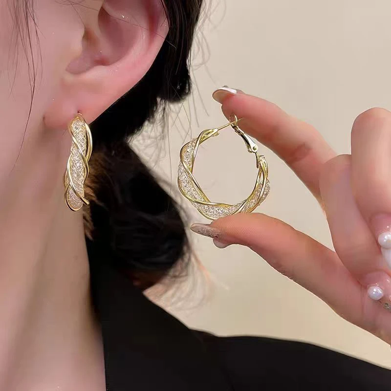 925银耳饰 高级感金属圆圈耳环轻奢小众款 A007