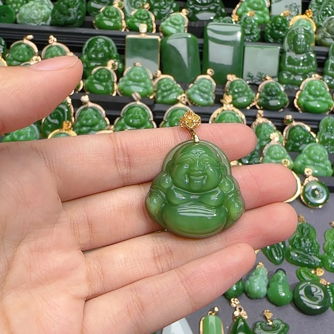 和田玉（碧玉）18K金镶嵌颈饰