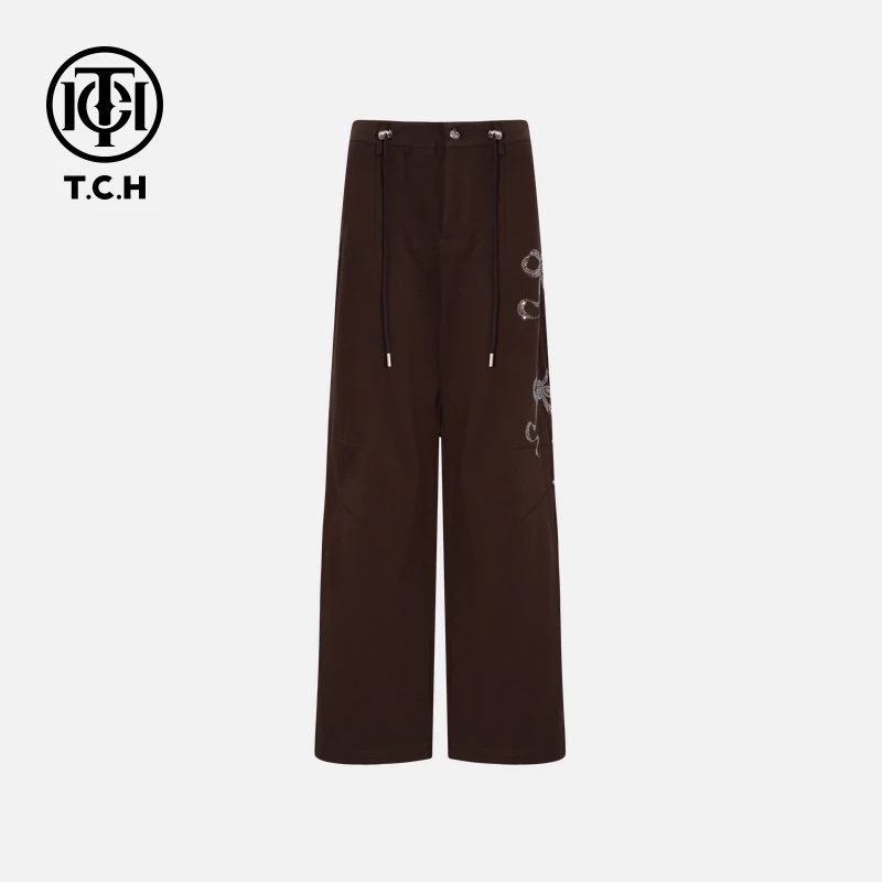 TCH私服烫钻工艺新时尚淑女百搭新潮流长裤女T75C20E1046轻奢tch