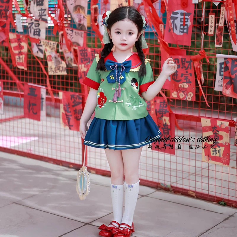 【6月清仓合集 默认微瑕】花木兰公主水手服套装夏季蓬蓬裙套装