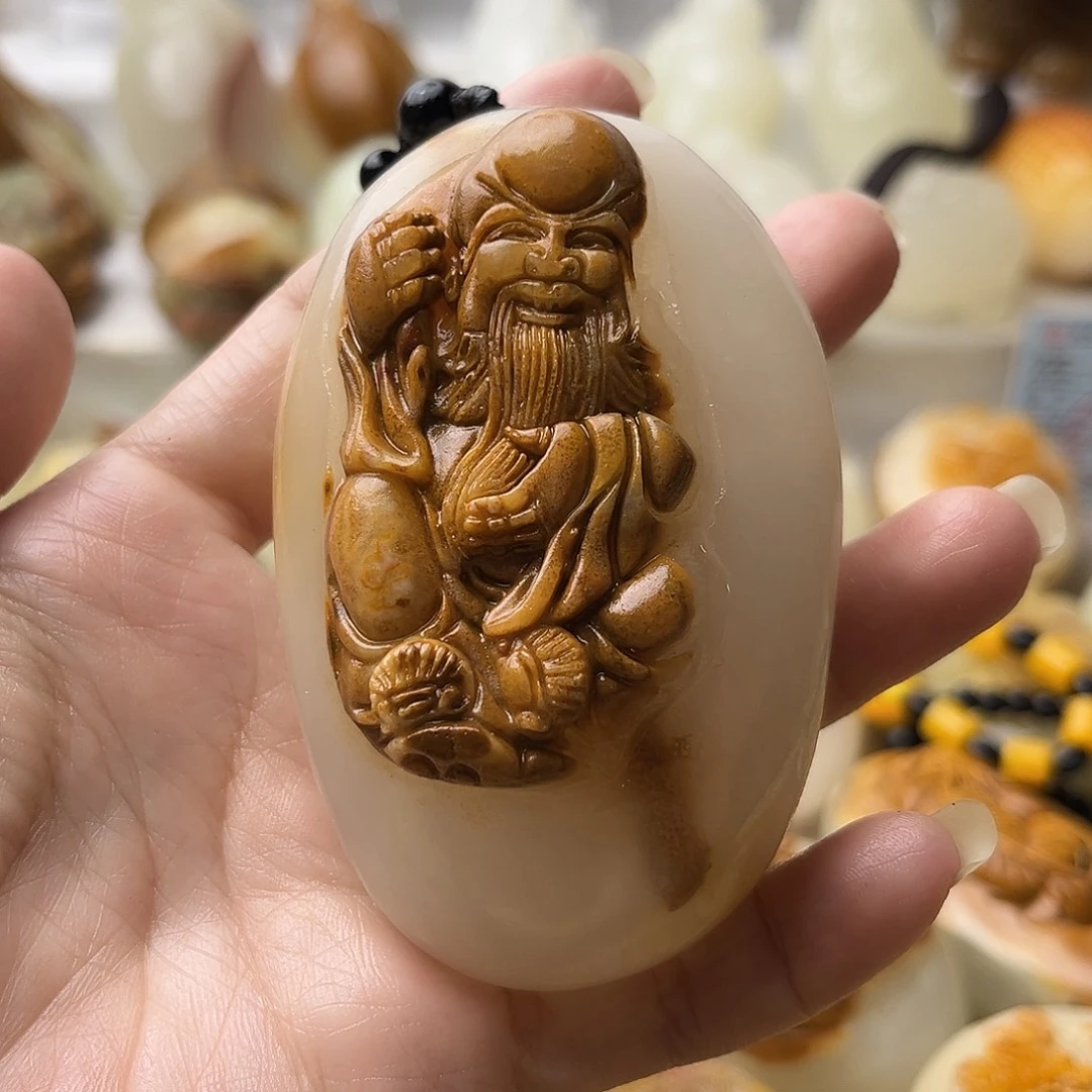 石材方解石手把摆件不退换寿星