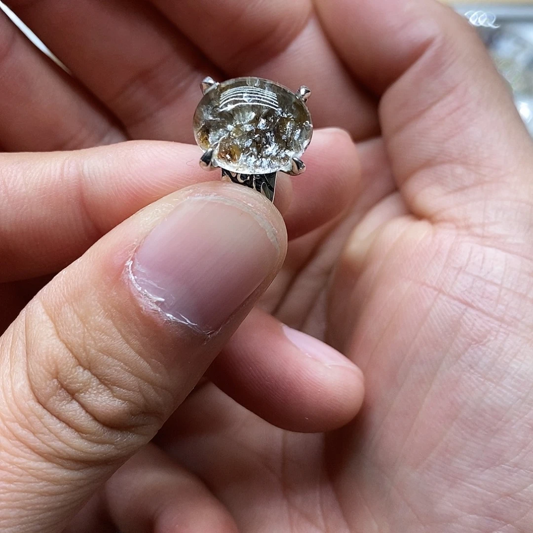 D***o银S925镶嵌戒指水晶活口