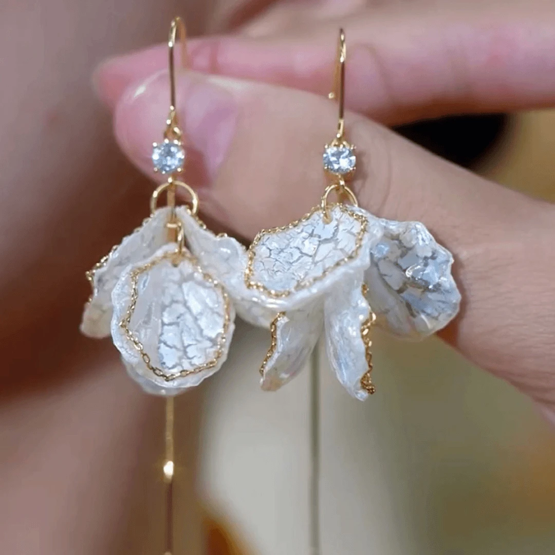 铜合金锆石耳饰 法式复古花朵流苏耳环气质百搭耳坠高级感耳饰