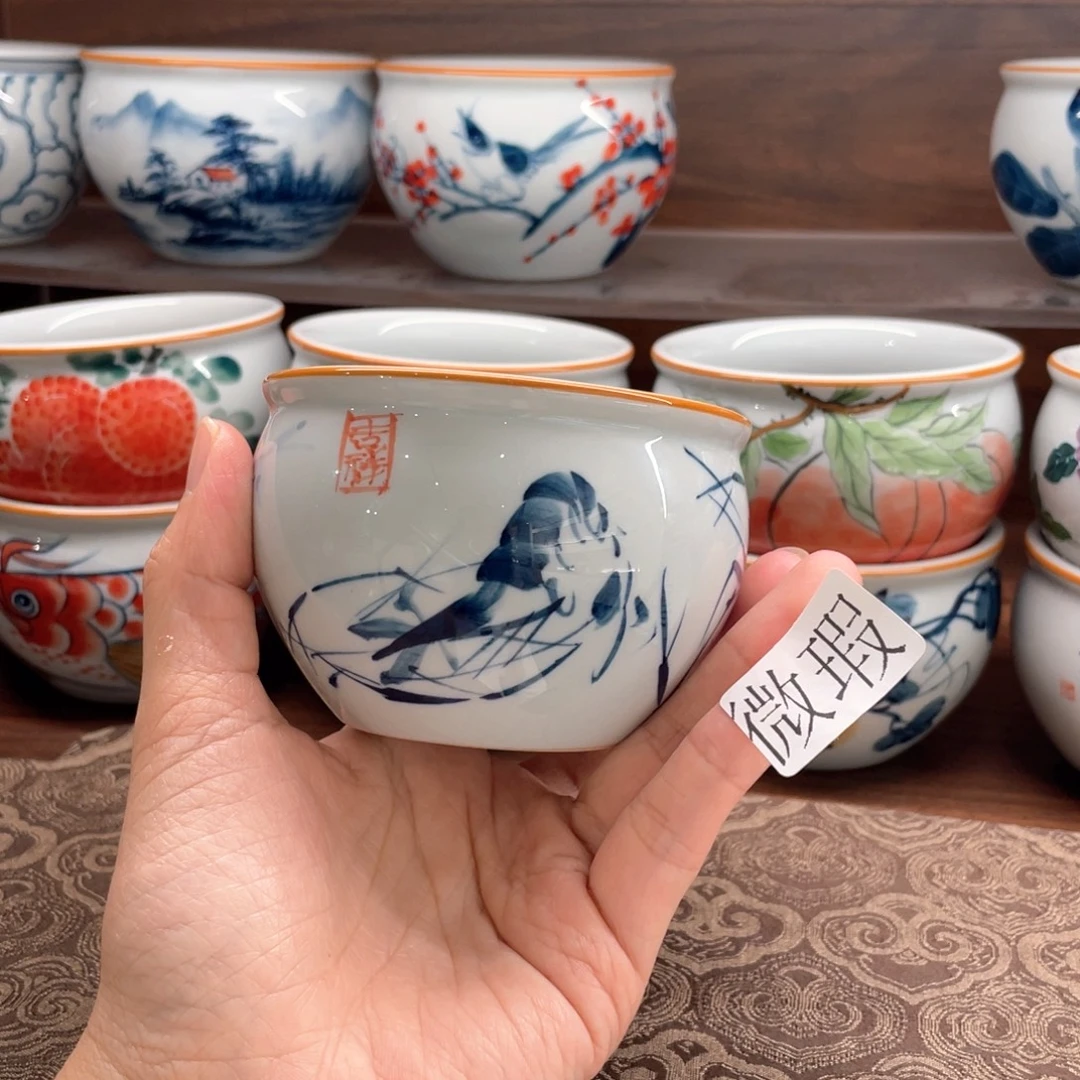釉下手绘茶具微瑕