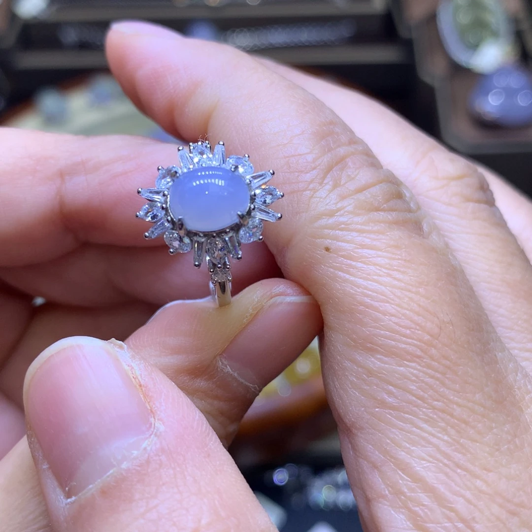 翡翠颈饰银S925镶嵌翡翠吊坠