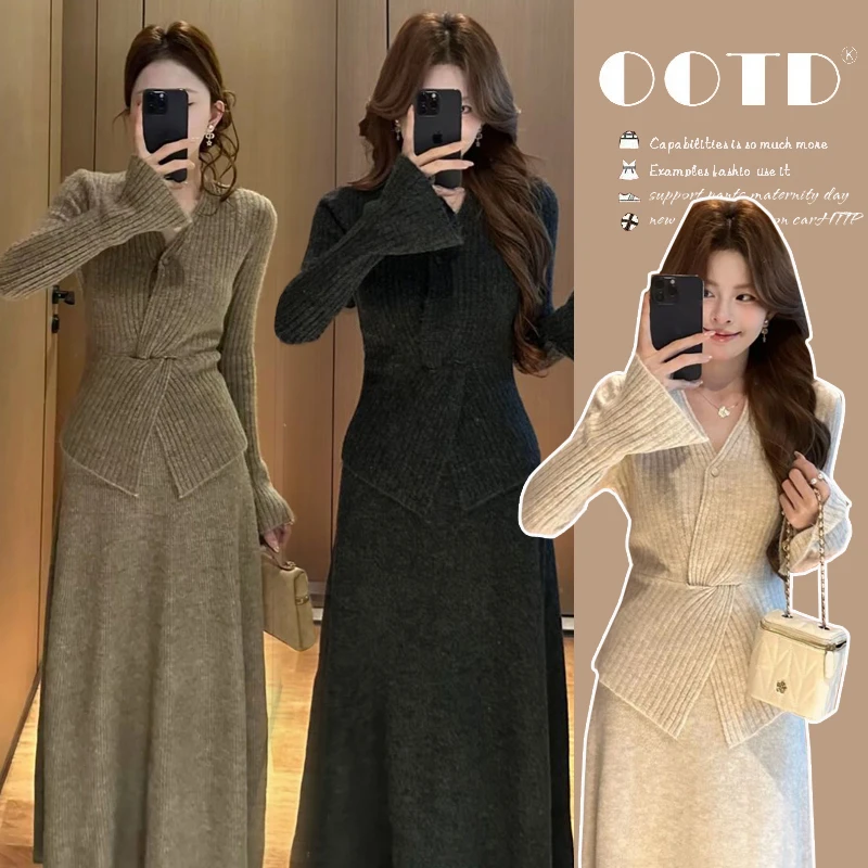 法式优雅知性高级感秋冬新款针织衫+半身裙套装女高颜值气质套装