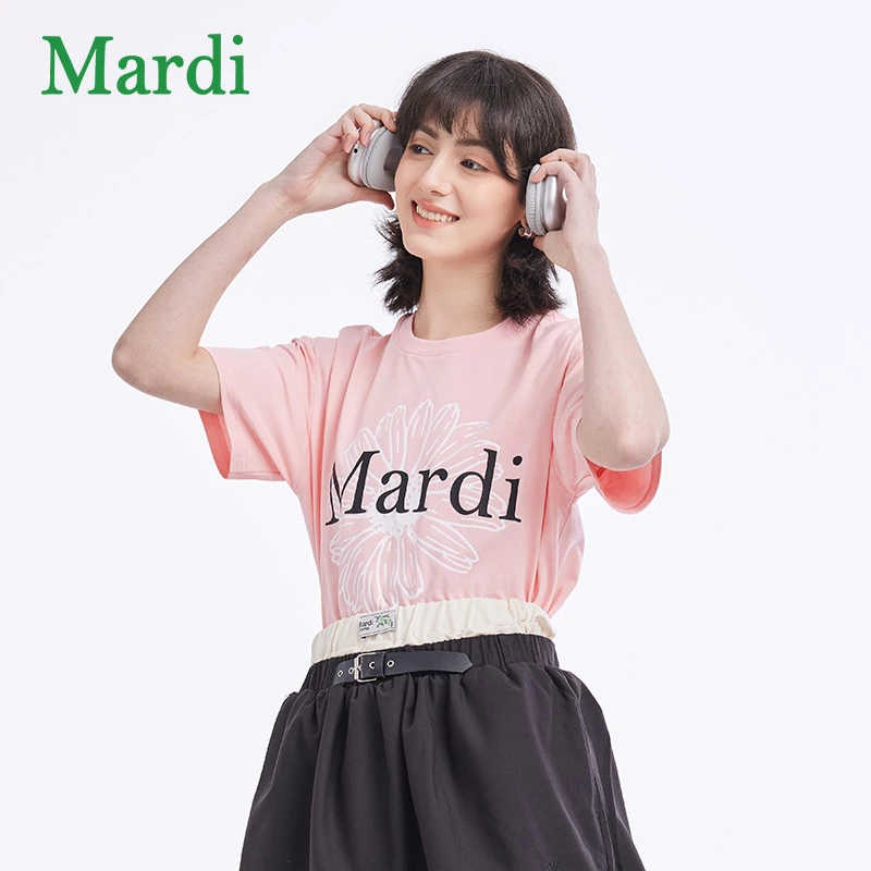 MARDI小雏菊字母短袖t恤正肩女新款显瘦宽松上衣高级感MTX2522009