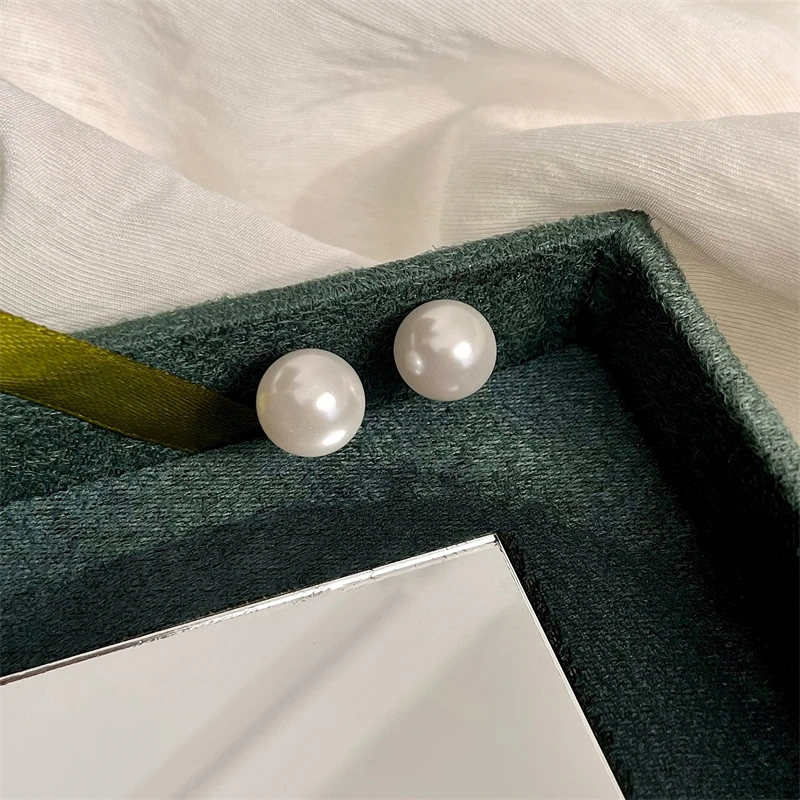 铜合金仿珍珠耳饰 E1194少女风几何日韩女金色法式耳钉ins设韩系