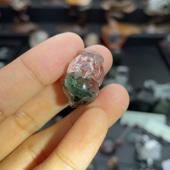 颈饰水晶未镶嵌绿幽灵聚宝盆貔貅定制