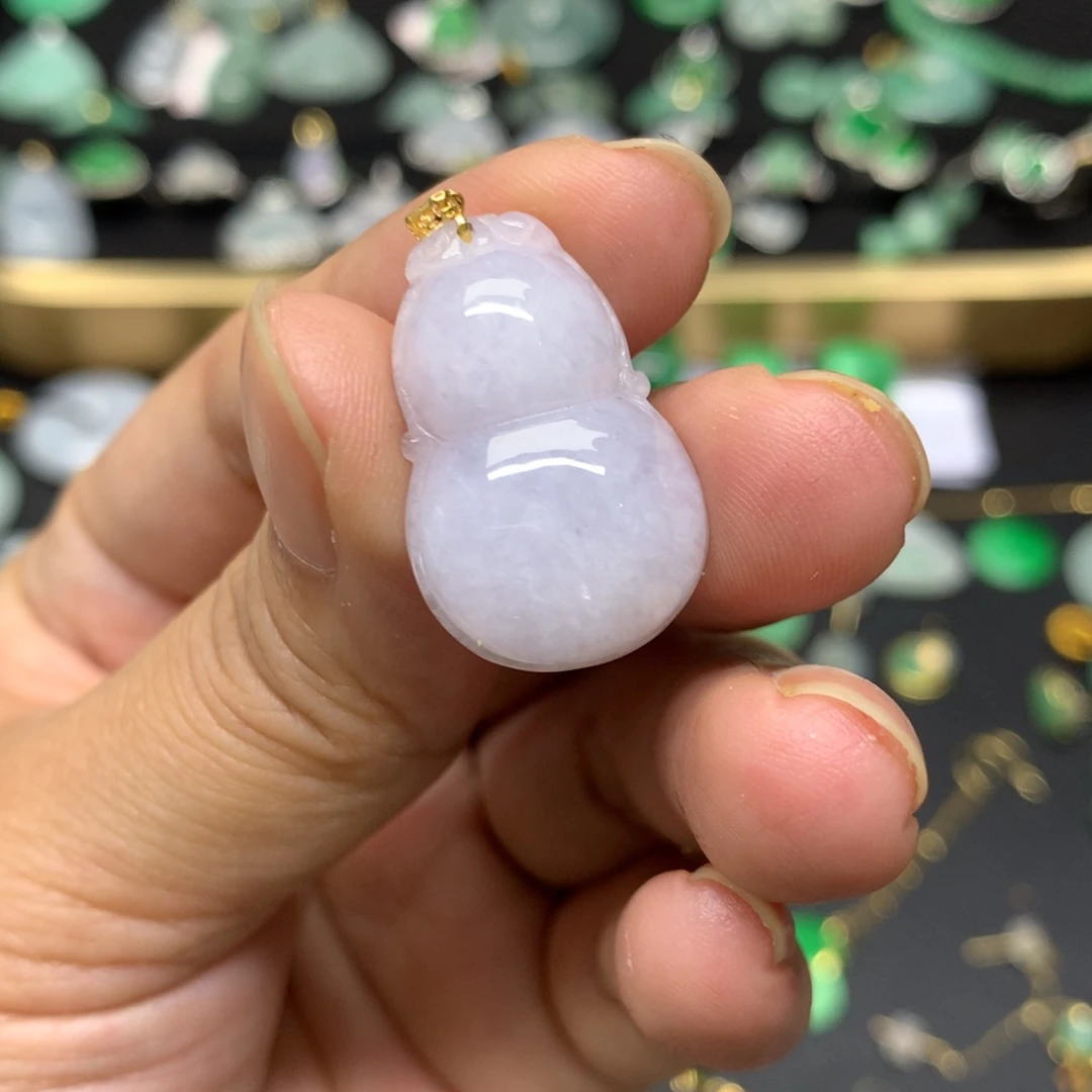 吊坠(不含链)18K金镶嵌翡翠有纹裂