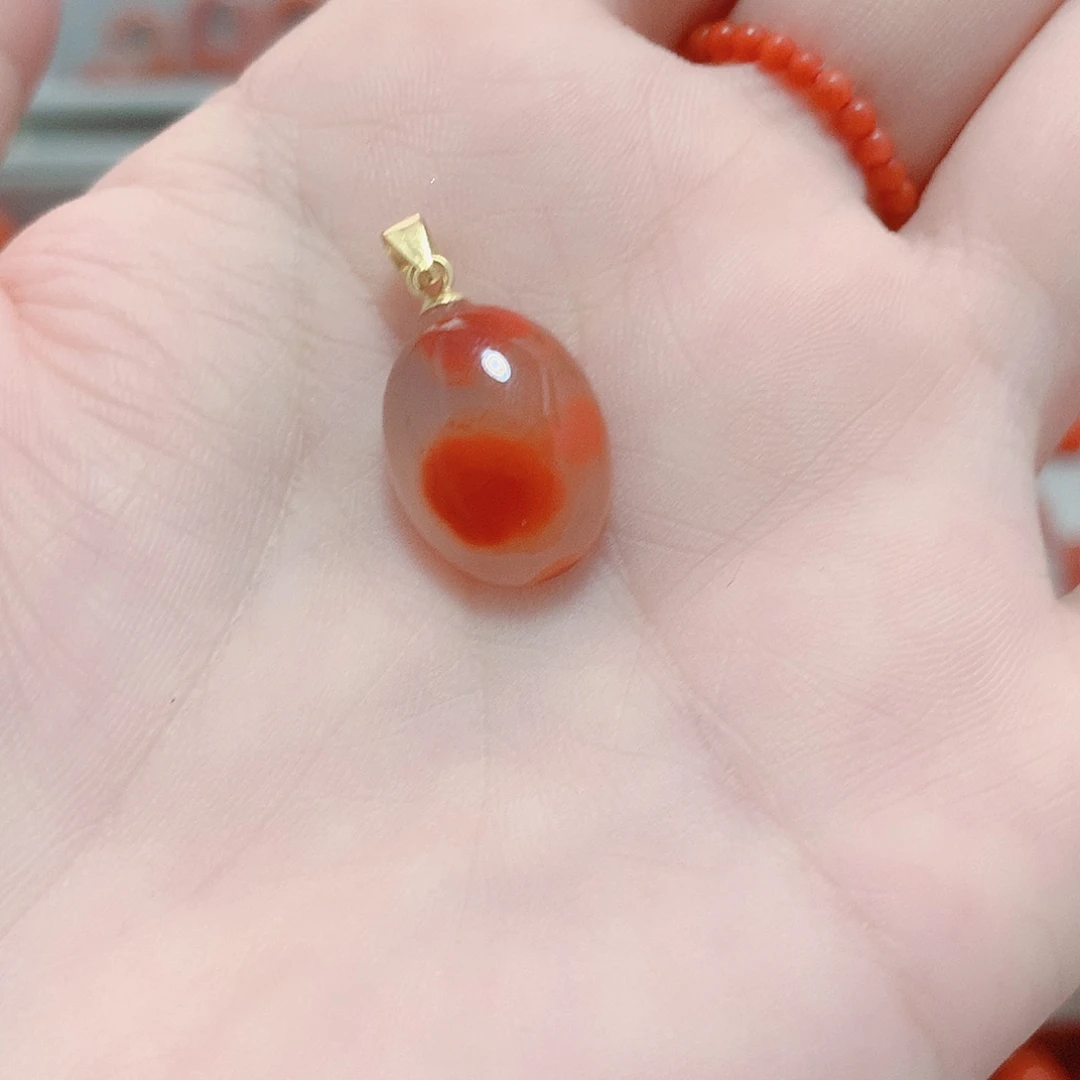 南红玛瑙银S925镶嵌吊坠(不含链)