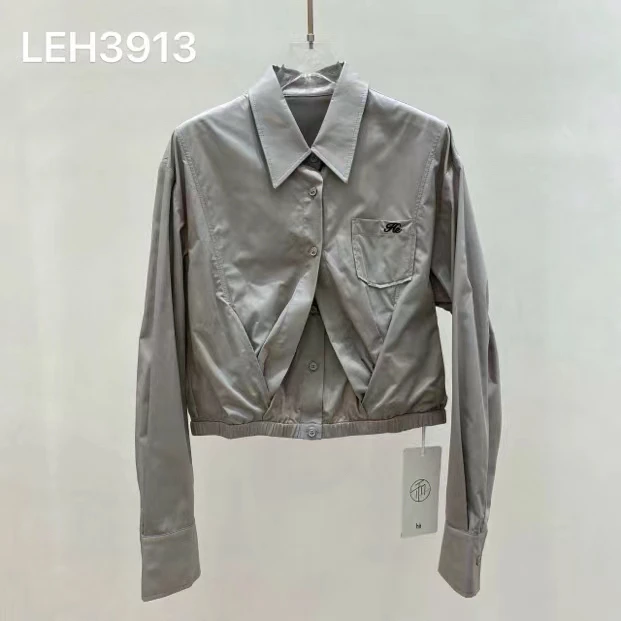 南油简约短款长袖衬衫