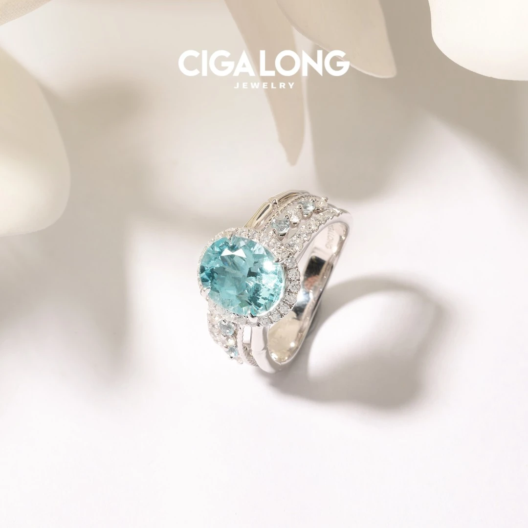 CIGALONGCIGALONG PT950海蓝宝戒指3814-3