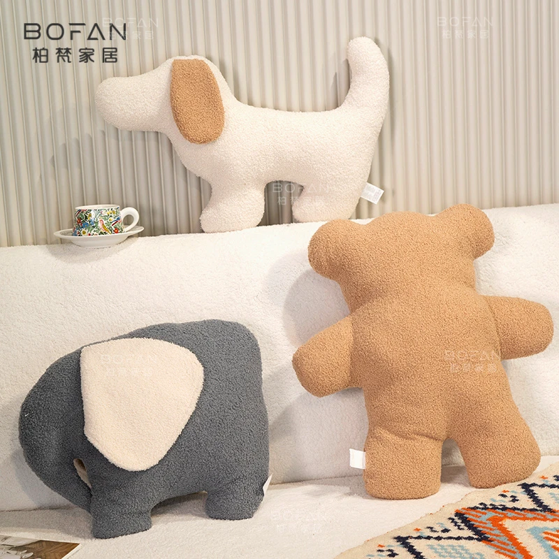 bofan/柏梵小狗小熊小象抱枕毛绒玩偶可爱客厅沙发卧室靠枕装饰品