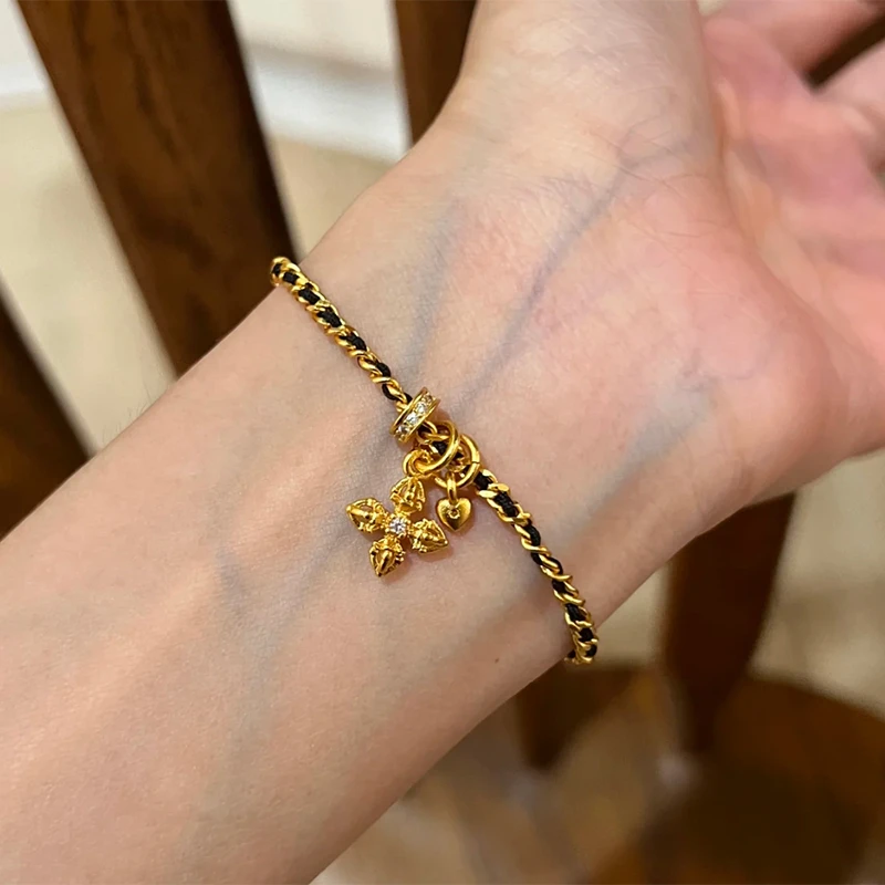 铜合金手链 轻奢高级感金刚杵小香风手链女精致编绳手绳手饰品