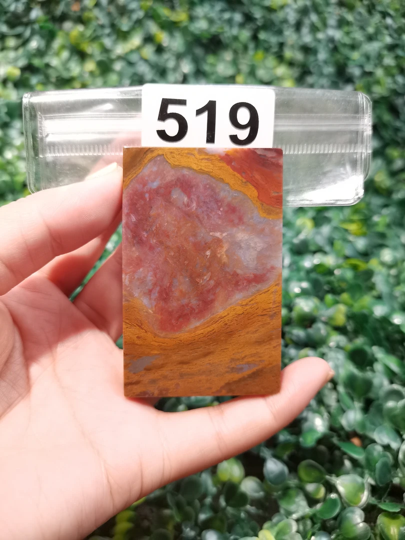 天然北票硅化玉牌子长：72mm宽：46mm厚：10mm