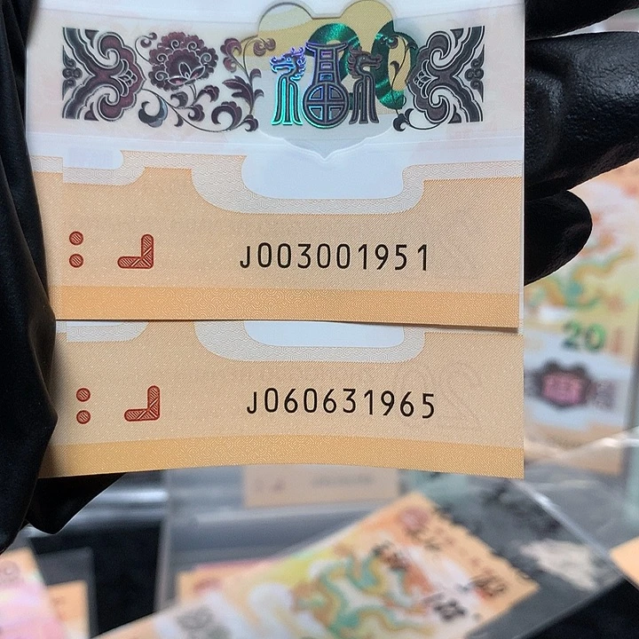 塑料龙钞无234天马号年份号两张裸钞