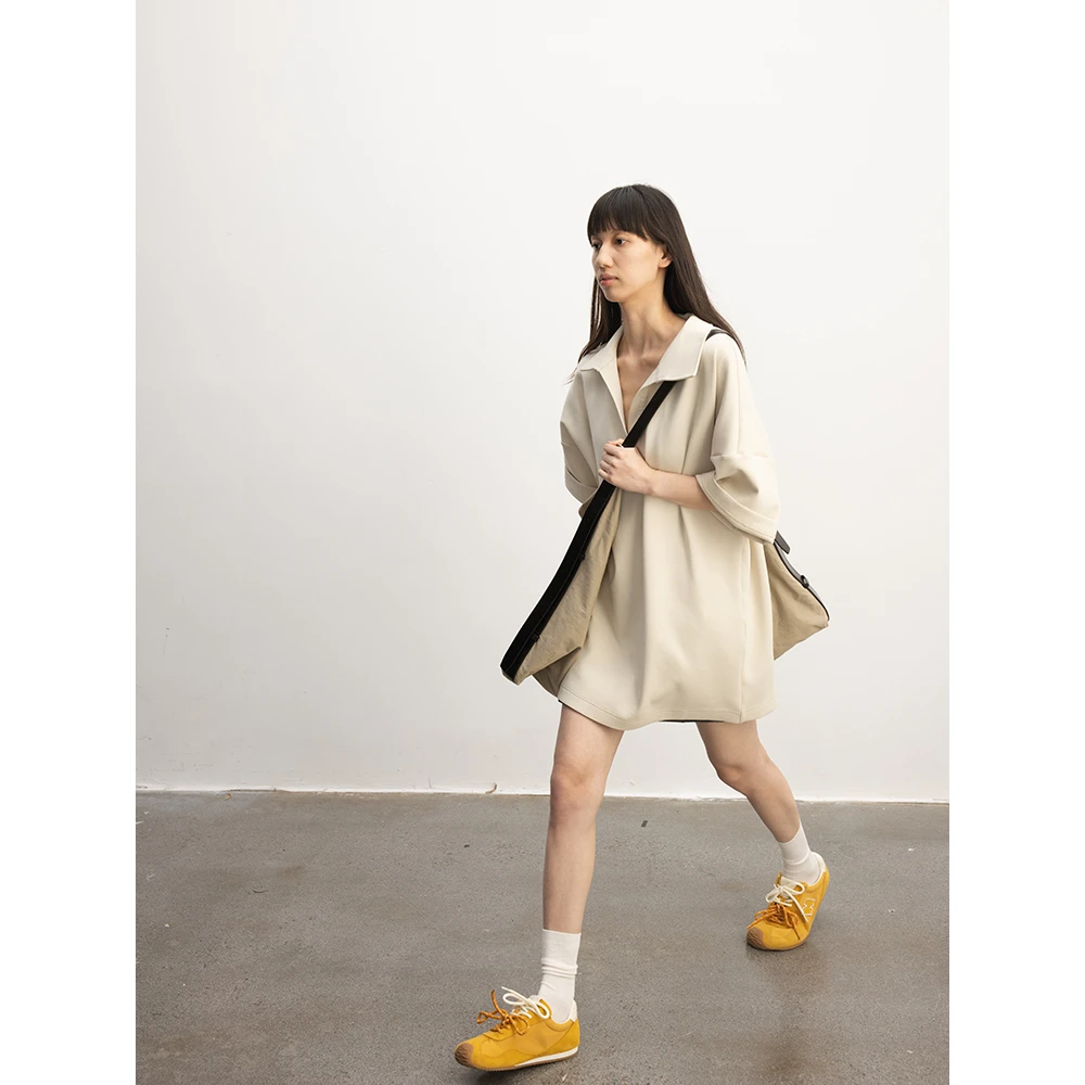 JCCC影子【智感】黑色老钱风POLO领廓形短袖T恤JE4LBX10