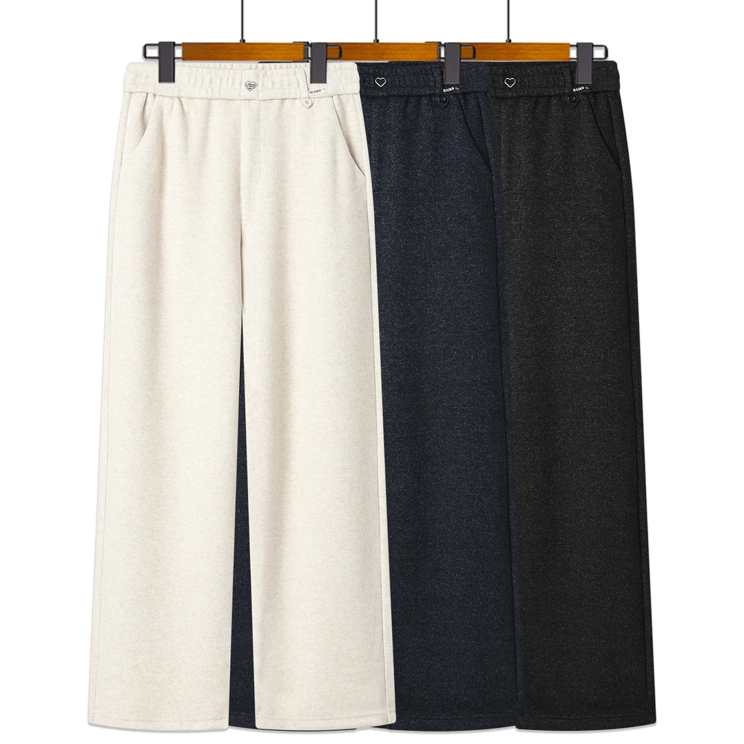 阔腿裤女春秋冬款高腰妈妈裤子中老年人女裤中年毛呢直筒休闲长裤