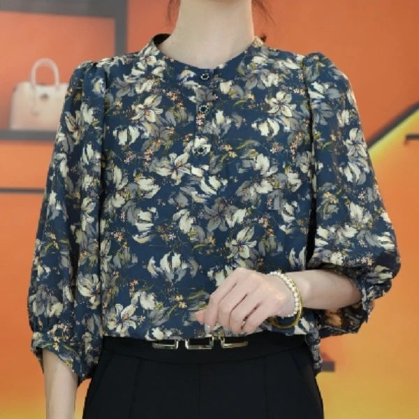 【出口原单】T1052 气质2025年新款柔软亲肤丝滑显瘦高级小衫-翩