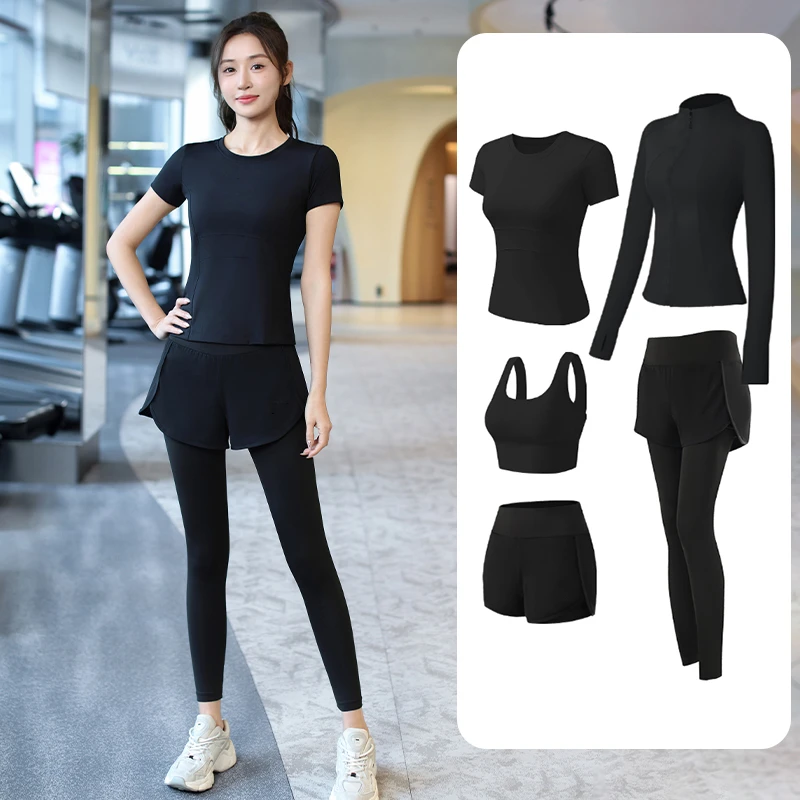 健身衣运动套装女透气高档次弹力速干健身房晨跑步秋冬修身瑜伽服
