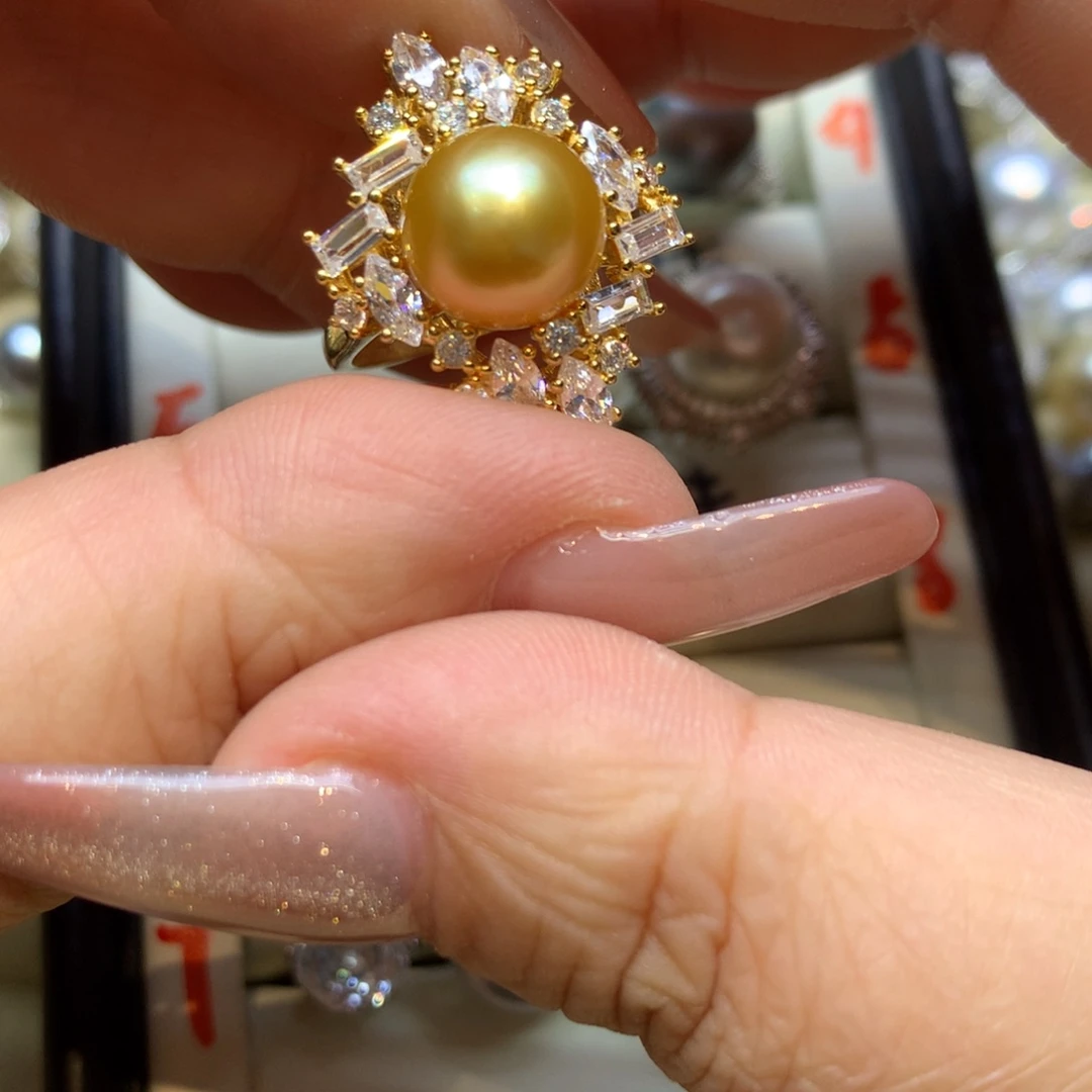 银S925镶嵌戒指海水珍珠