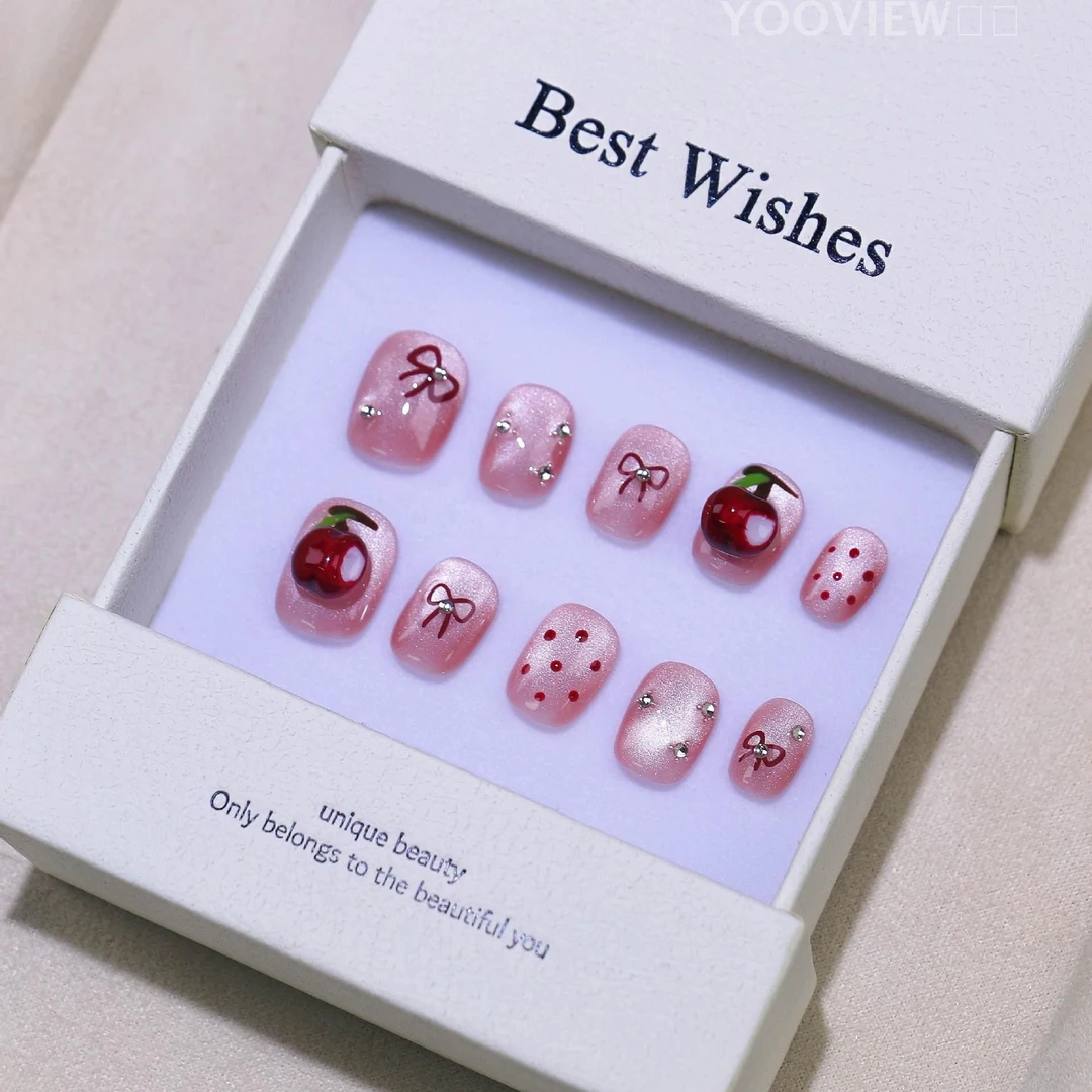 【YOO VIEW柚见】新年红款爆闪猫高质量穿戴甲片推荐20新款穿戴甲