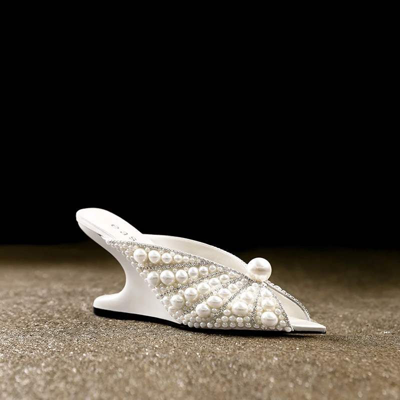 时髦坡跟拖鞋外穿名媛风女鞋夏季新款高跟鞋不累脚高级感穆勒鞋