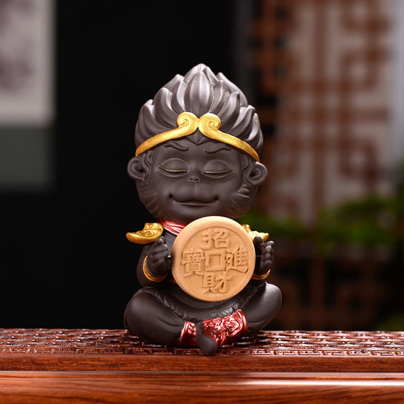 茶台摆件孙悟空紫砂茶宠精品可养招财齐天大圣猴创意茶盘茶具配件