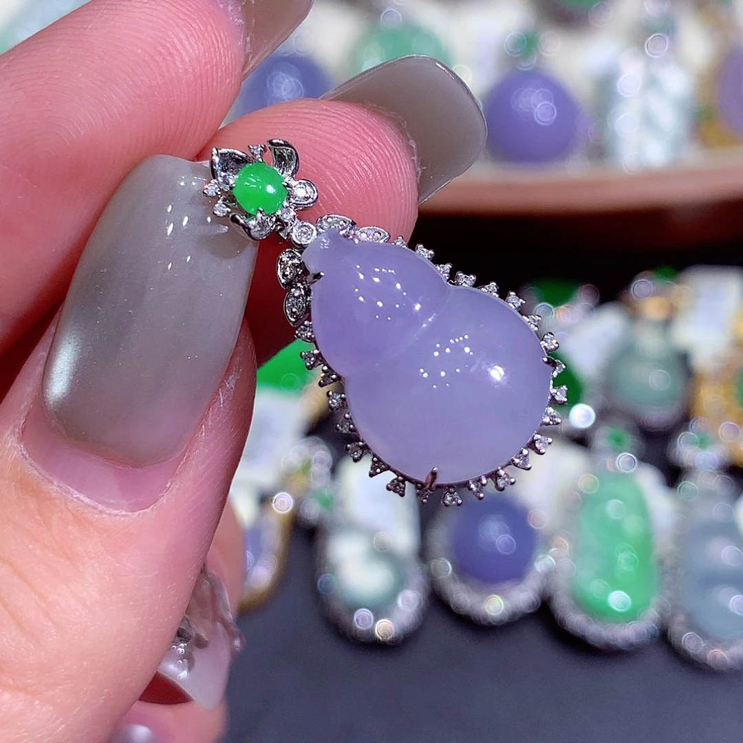 吊坠(不含链)18K金镶嵌翡翠