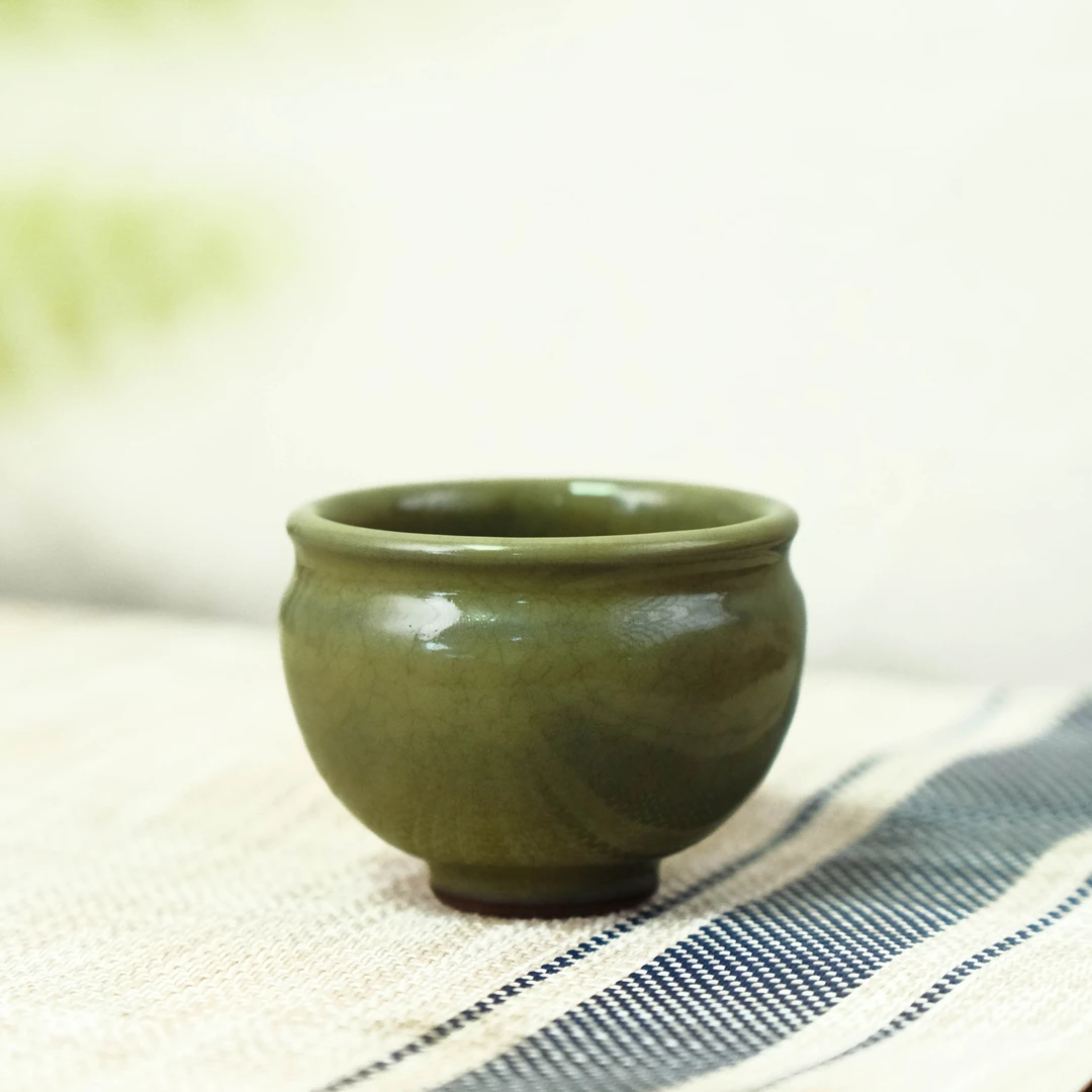 壶尔摩斯 陈大平主人杯 束口龙泉青瓷杯全手工家用精致耐用约90cc