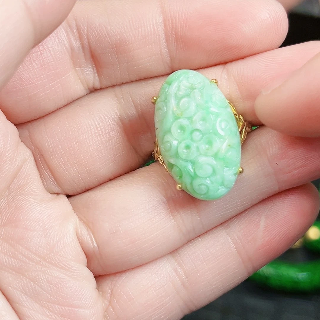翡翠戒指银S925镶嵌戒指