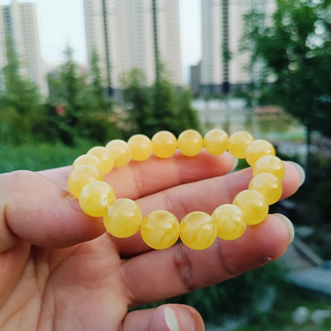 全盛和珠宝正品真蜜蜡手串鸡油黄意境幽美女款女款气质气质百搭