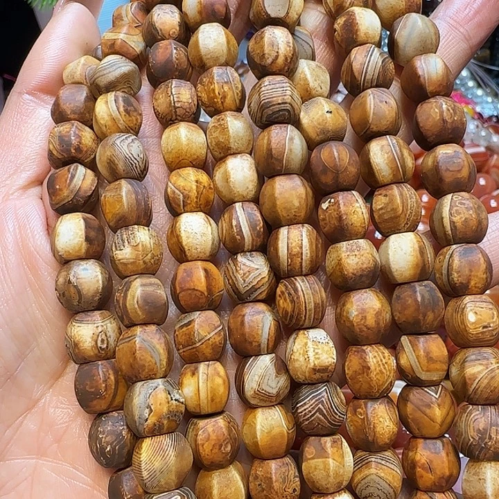 玛瑙/玉髓未镶嵌珠宝半成品复古老玛瑙南瓜一条11mm