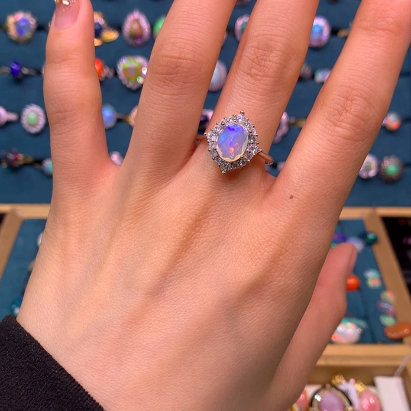 【闪购商品】欧泊戒指裸石定制不退不换银S925镶嵌