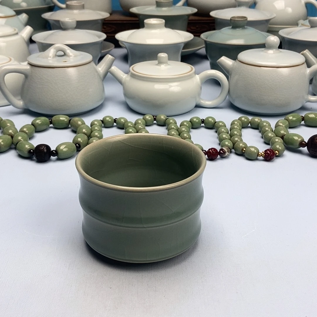 杯微瑕仿古釉竹节杯原矿原釉原产地
