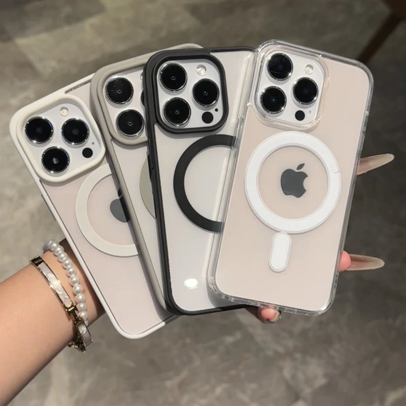 奥菲顿亚克力无线磁吸适用苹果16/15pro手机壳iPhone14肤感13透明