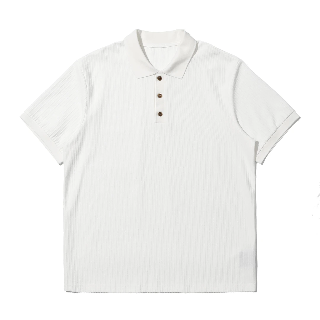 ISANPARO Stripe polo t-shirt 白色条纹琥珀老钱短袖