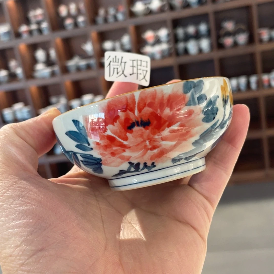 釉下手绘茶具微瑕