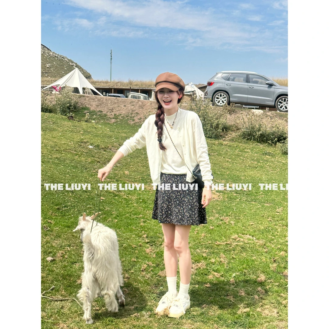 【LIUYI】温柔风纯色开衫外套+无袖针织上衣两件套572618