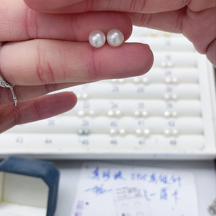 淡水珍珠耳饰银S925镶嵌A***e