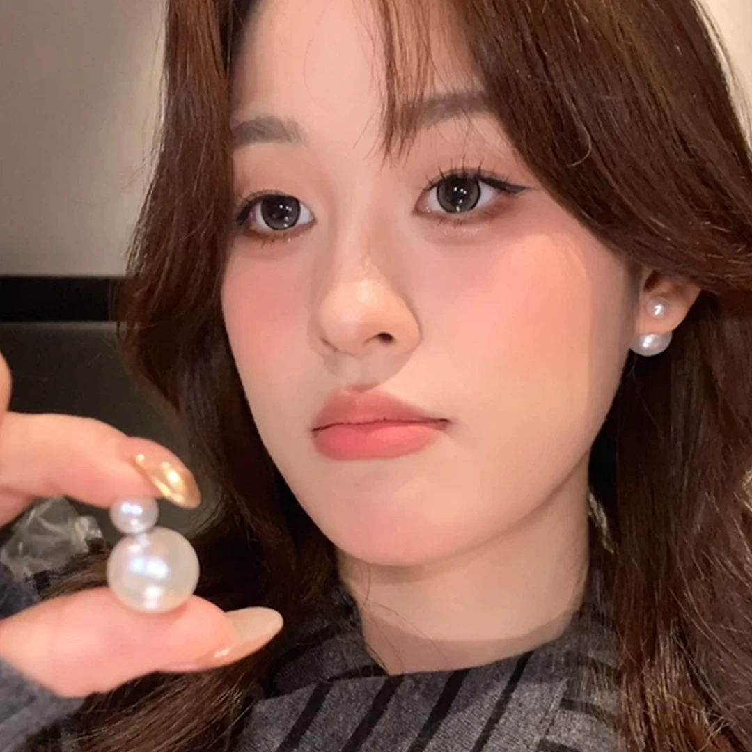 非金属仿珍珠耳饰 韩版大小珠耳钉2025年网红简约气质百搭耳钉女