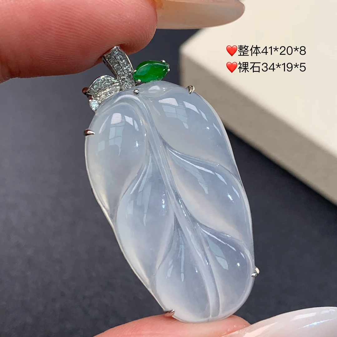 新品推荐·18K金冰种白冰豆子福豆缅A翡翠玉石吊坠气质冰透