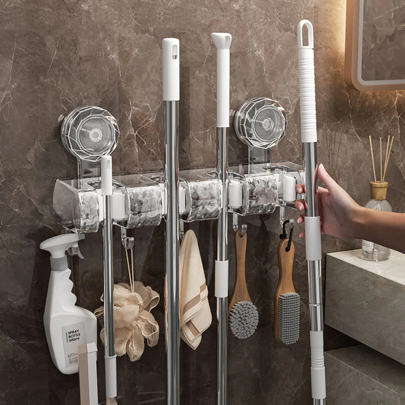 高品质吸盘式挂钩免打孔拖把夹卫生间收纳吸盘强力壁挂吸盘挂钩