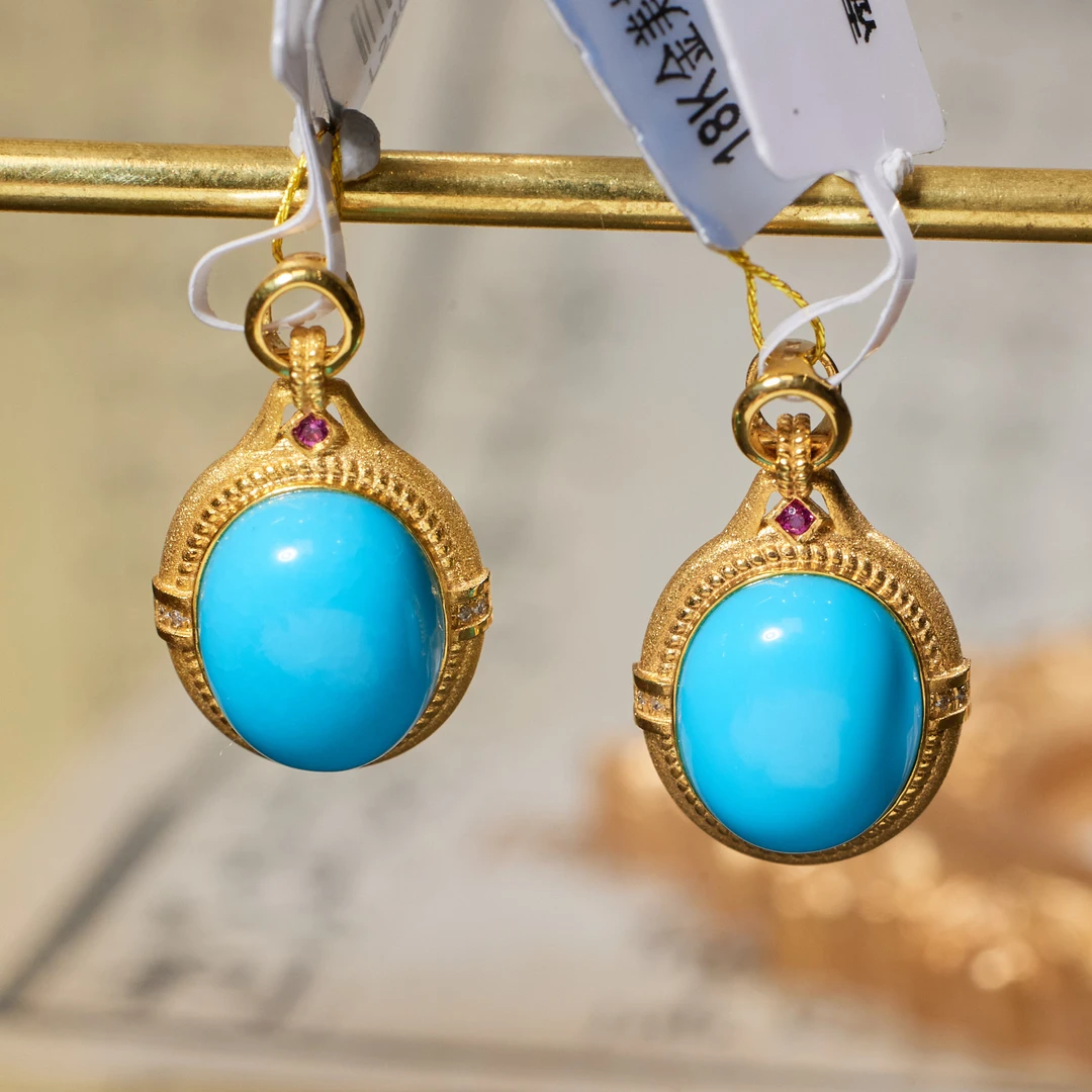 玉峰珠宝【安娜】绿松石吊坠18K金美松【H2629】多样性发一