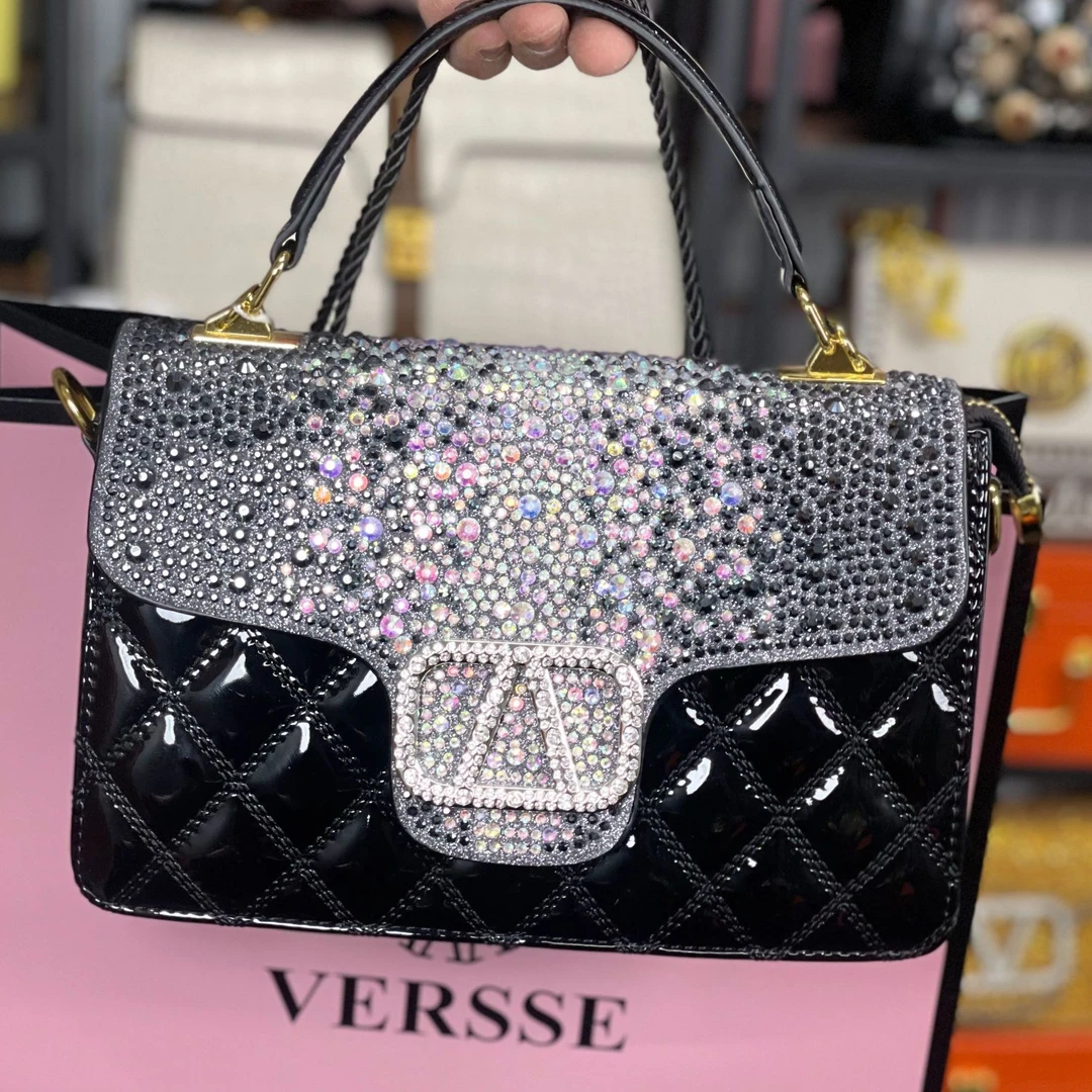 小香风时尚百搭女士单肩肩包镶钻蛇纹女包