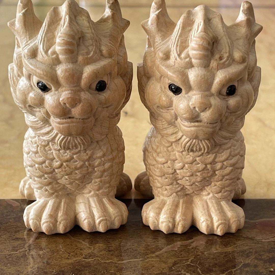 桃木麒麟家用摆件客厅乔迁玄关装饰品长六厘米宽八厘米左右