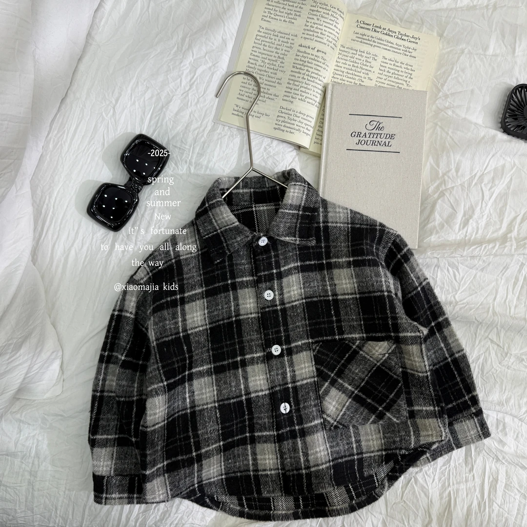 现货-小马家2025秋款格子衬衫外套D-6689时尚百搭休闲韩版上衣