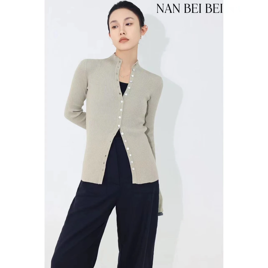 【现货】半高领打底针织开衫女春高级感修身内搭毛衣气质上衣7295