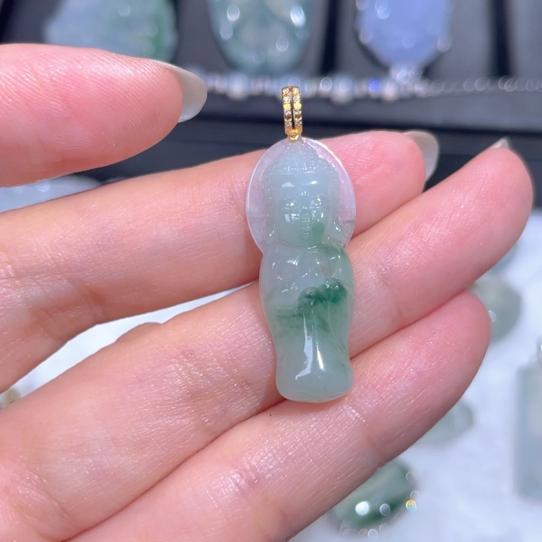 颈饰18K金镶嵌翡翠翡翠